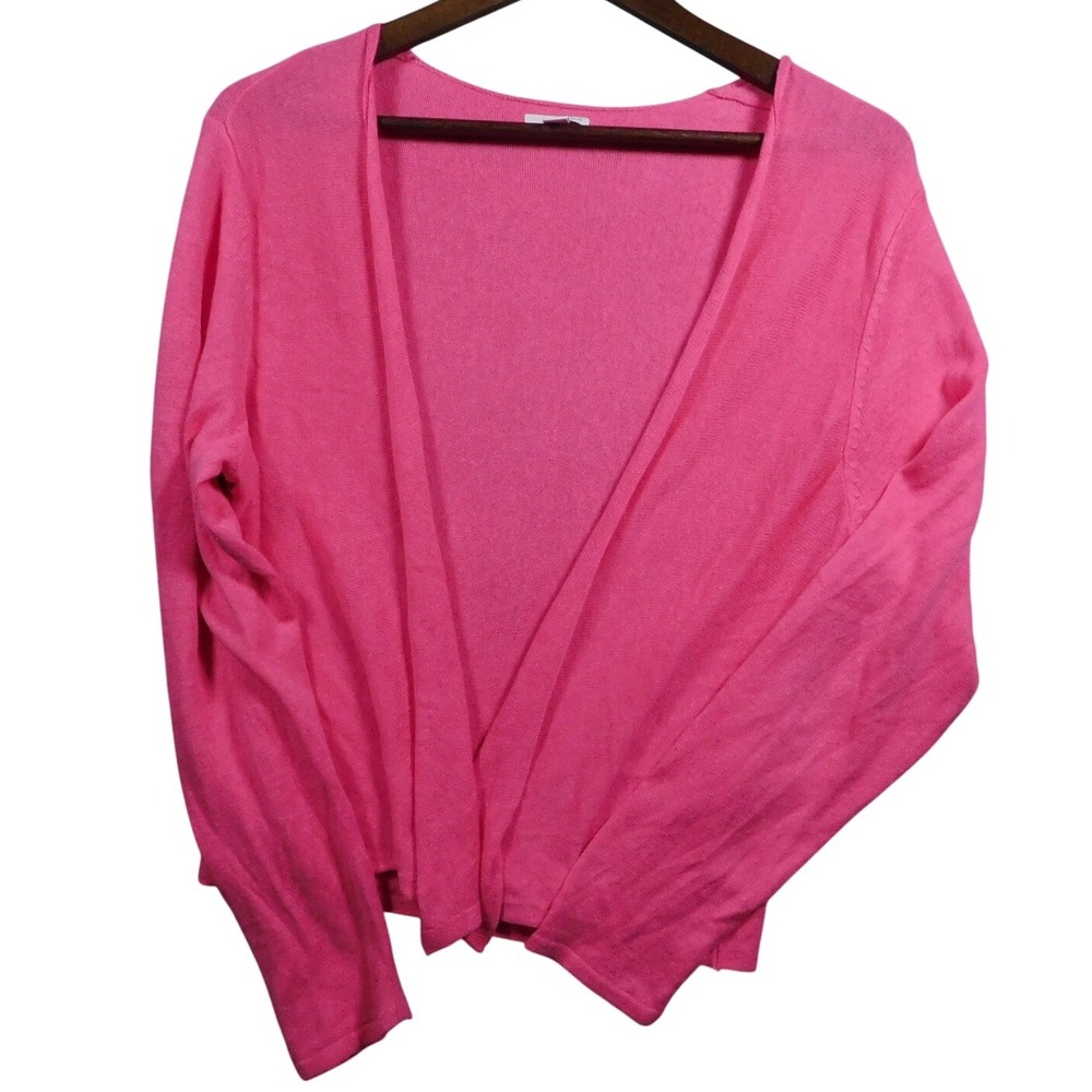 J.Jill Hot Pink Open Front Cardigan Sweater Medium Petite Lightweight
